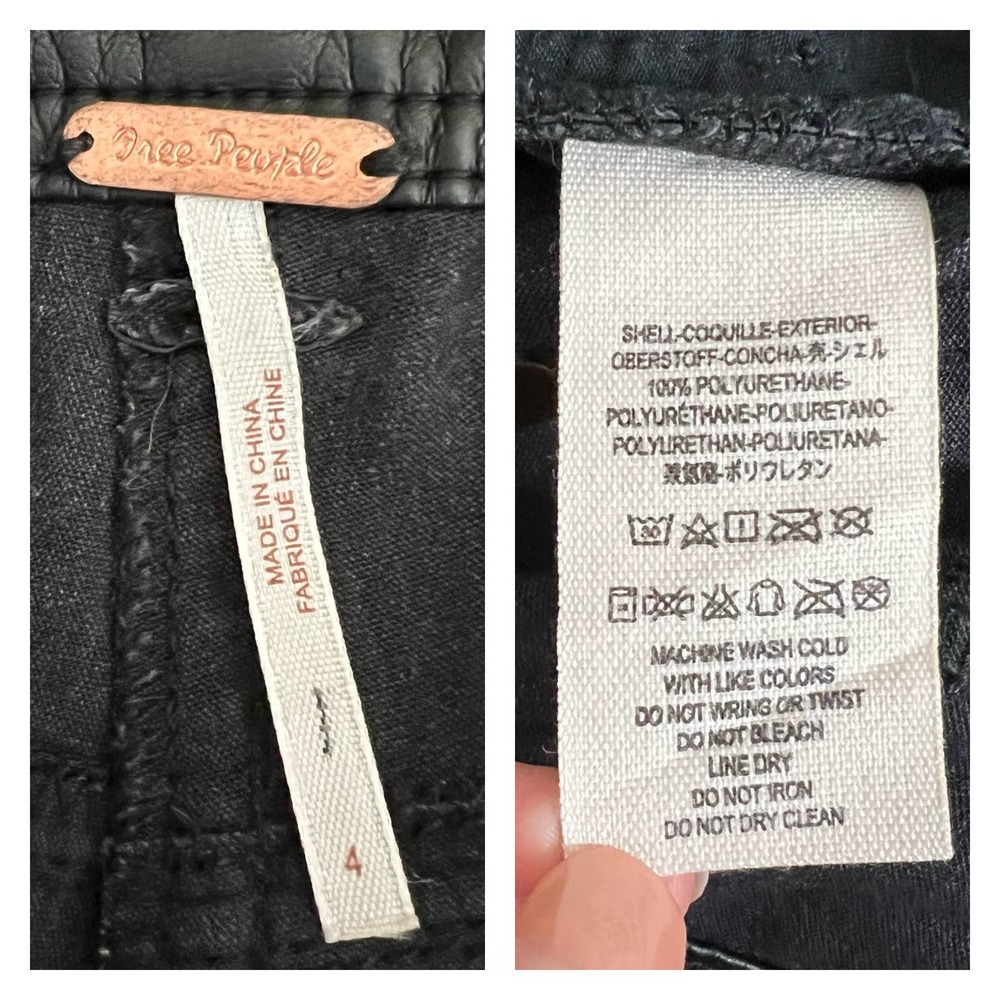 Free People Faux Leather Pants Size 4 Zip Ankle Zipper Pockets Moto Skinny Black - Picture 3 of 7